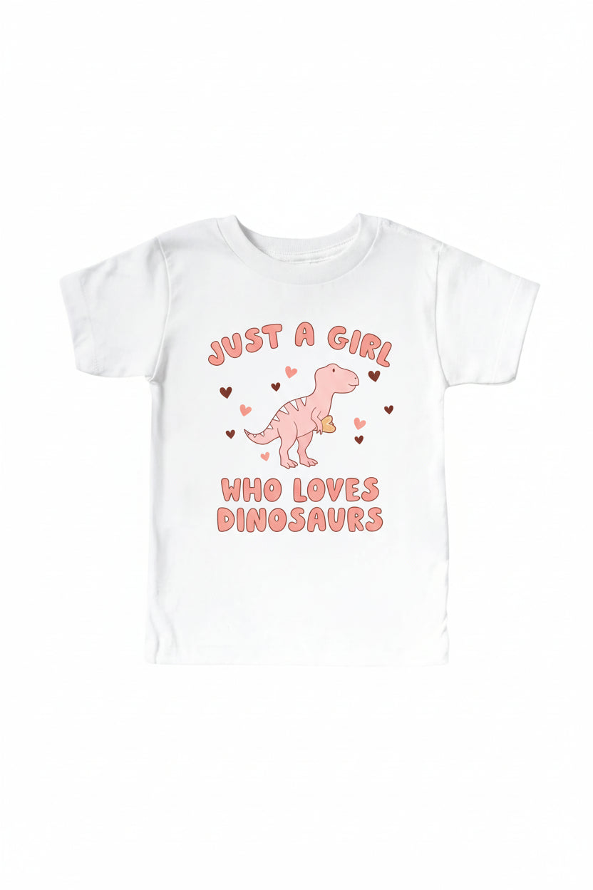 Loves Dinosaurs Kids Graphic Tee | White