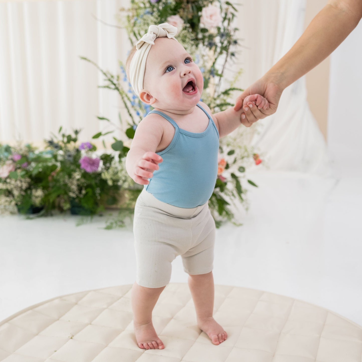 Ribbed Toddler Biker Shorts in Oat