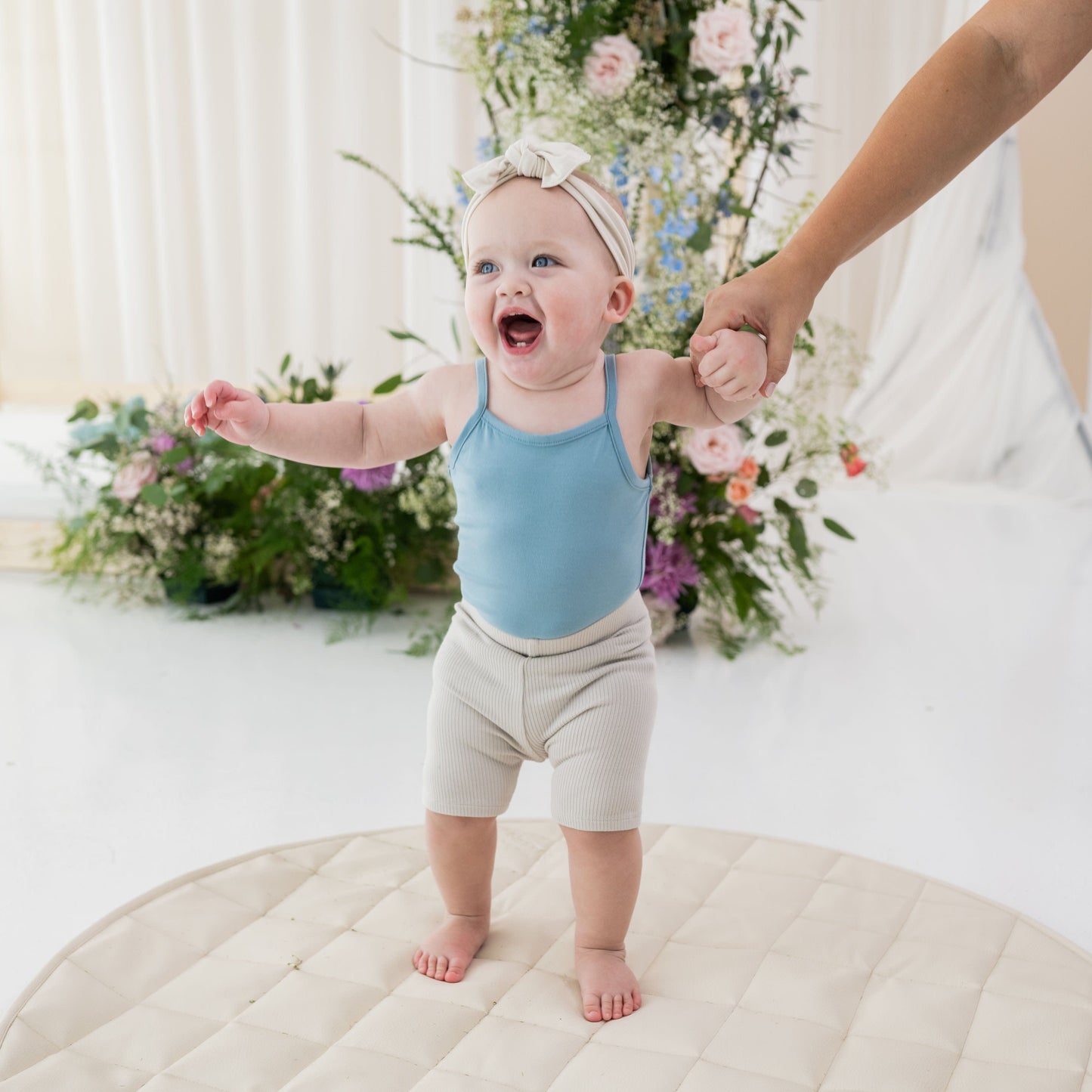 Ribbed Toddler Biker Shorts in Oat