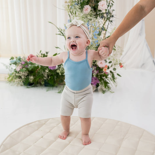 Ribbed Toddler Biker Shorts in Oat